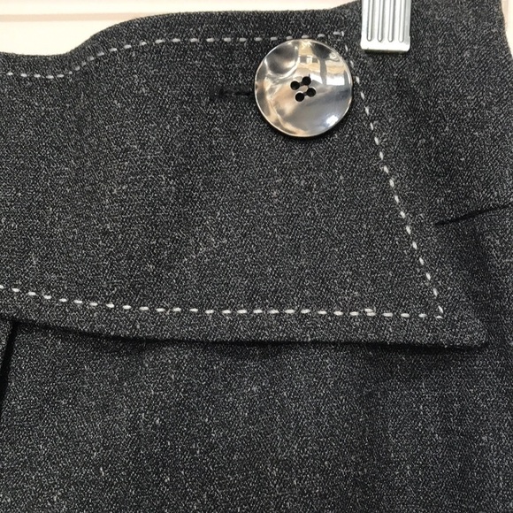 Melanie Lyne dark gray wide leg high rise pants asymmetrical band sz 4 - Picture 3 of 10